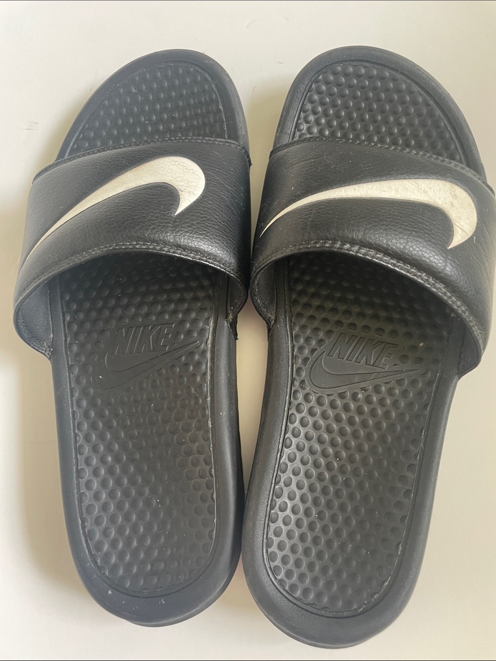 Nike Black Slides with White Swoosh - Picture 2 of 5